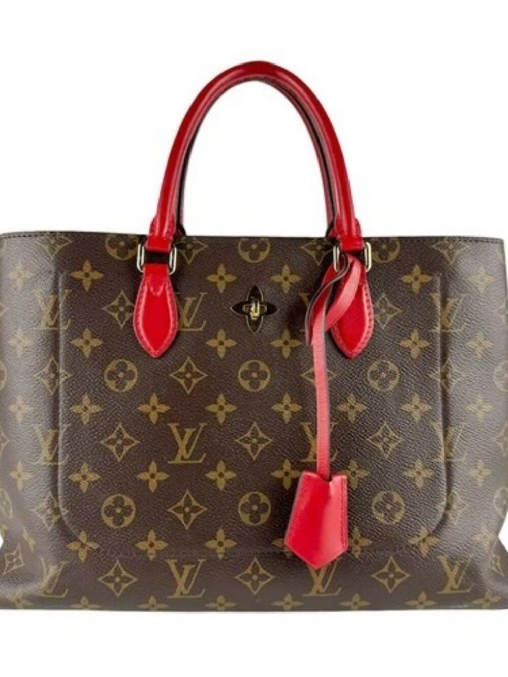 Auth LOUIS VUITTON Monogram Flower Tote Handbag Shoulder Bag Brown M43553 - 9599